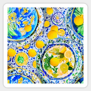 Lemons on Majolica plates Sticker